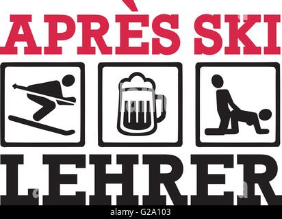 Apres Ski insegnante tedesco Illustrazione Vettoriale