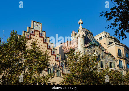 Casa Batllo di Antoni Gaudi, Passeig de Gracia, Barcellona, Spagna Foto Stock