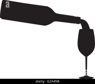Versando il vino in icona di vetro Illustrazione Vettoriale