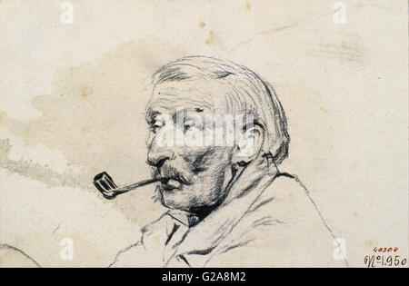 Santiago Rusiñol - testa di un uomo di fumare un tubo - MNAC - Barcellona Foto Stock