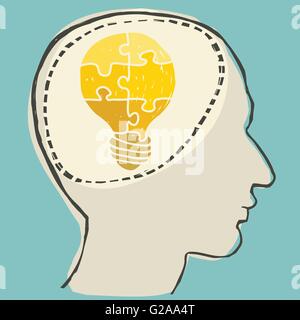 Lampadina della luce di puzzle Illustrazione Vettoriale