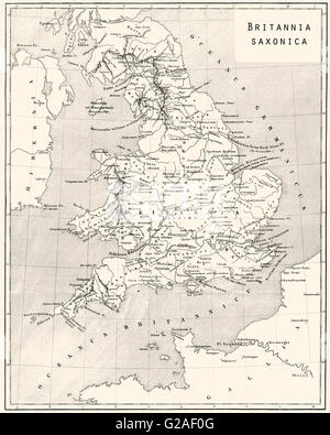 Mappa di antico anglosassone di Gran Bretagna Foto Stock