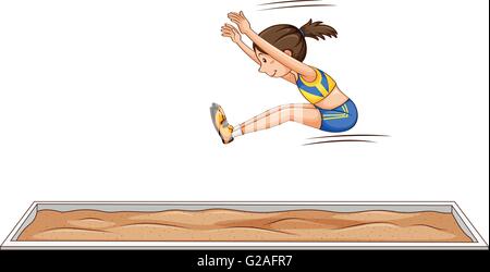 Atleta donna fare il salto in lungo illustrazione Illustrazione Vettoriale