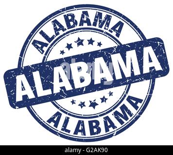 Alabama blu rotondo grunge vintage timbro di gomma Illustrazione Vettoriale