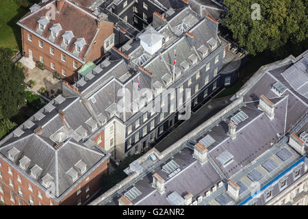 Una veduta aerea di Downing Street a Whitehall, Londra Foto Stock