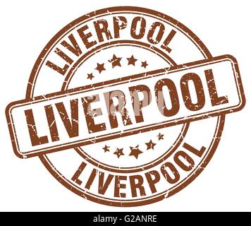 Liverpool grunge marrone vintage rotondo timbro di gomma Illustrazione Vettoriale