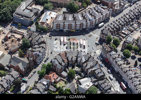 Una veduta aerea di Muswell Hill, un sobborgo di Londra Nord Foto Stock