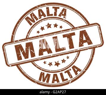 Malta grunge marrone vintage rotondo timbro di gomma Illustrazione Vettoriale