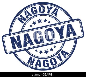 Nagoya blu rotondo grunge vintage timbro di gomma Illustrazione Vettoriale