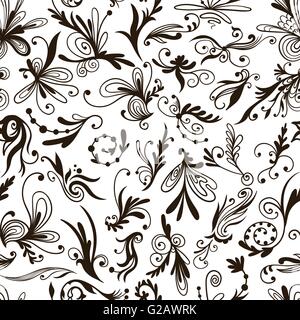 Elegante stile classico sfondo senza giunture con ornamenti floreali per decorazione, carta e disegno di tessuto Illustrazione Vettoriale