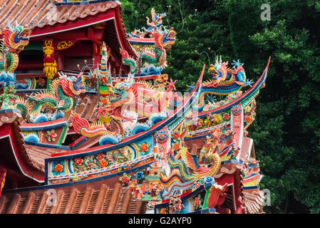 Tempio ornato di scultura decorazione, Nanjing County, provincia del Fujian, Cina Foto Stock