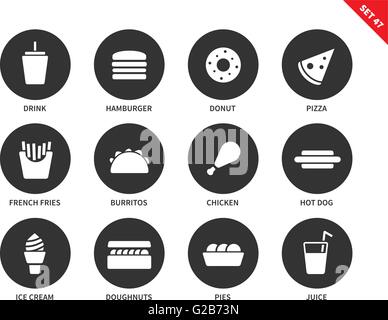 Il fast food icone su sfondo bianco Illustrazione Vettoriale