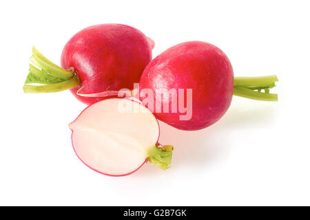 Due radicchio con metà su bianco Foto Stock