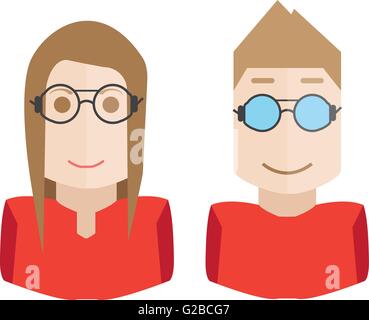 Set di avatar di hipsters, geek Illustrazione Vettoriale