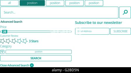 Barra di ricerca template design piatto impostato Illustrazione Vettoriale