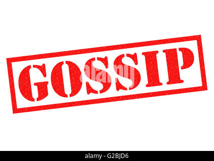 GOSSIP rosso timbro di gomma su uno sfondo bianco. Foto Stock