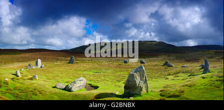 Panorama, Druids Circle Penmaenmawr, Conwy, Galles del Nord, Regno Unito, Foto Stock