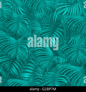 Photo Collage palme motif tropicale Hawaiiano modello di stile di sfondo in colore turchese Foto Stock