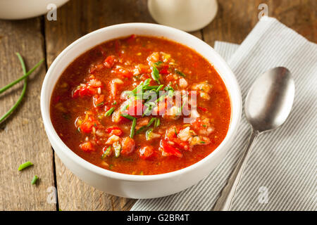 Spicy fatti in casa Zuppa Gazpacho pronto a mangiare Foto Stock