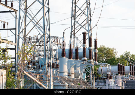 Trasformatore posto grande industria Foto Stock