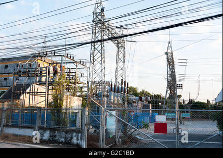 Trasformatore posto grande industria Foto Stock