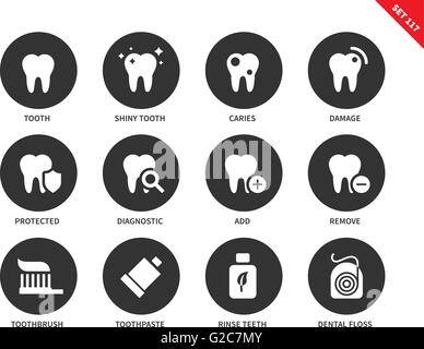 Denti icone sul backround bianco Illustrazione Vettoriale