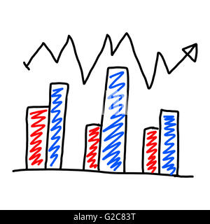 Disegnato a mano nel simbolo grafico di business per il concetto di applicazioni ideale economia analisi degli investimenti. Foto Stock