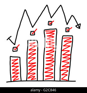 Disegnato a mano nel simbolo grafico di business per il concetto di applicazioni ideale economia analisi degli investimenti. Foto Stock