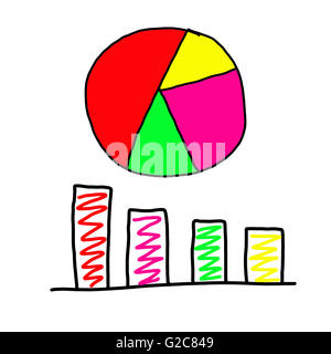 Disegnato a mano nel simbolo grafico di business per il concetto di applicazioni ideale economia analisi degli investimenti. Foto Stock