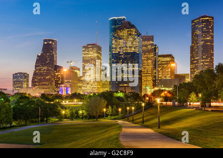 Houston, Texas, Stati Uniti d'America park e la skyline del centro. Foto Stock