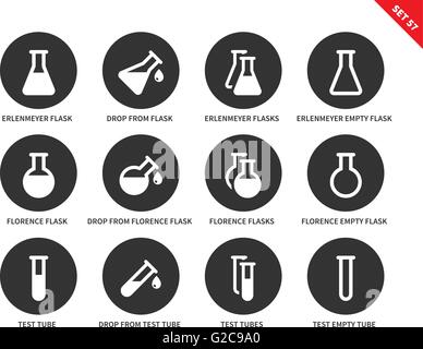 Flacone di icone su sfondo bianco Illustrazione Vettoriale