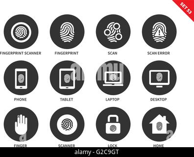 Finger Print icone su sfondo bianco Illustrazione Vettoriale