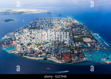 Maschio, la capitale delle Maldive la città dall'alto. Vista aerea maschio Foto Stock