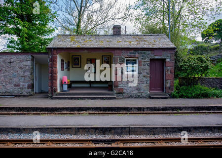 Irton Road station sulla Ravenglass & Eskdale ferrovia a scartamento ridotto, Cumbria, Lake District, UK. Foto Stock