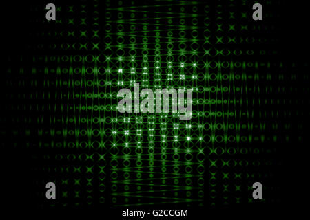 Abstract della griglia con sfondo verde brillante dei cerchi e linee Foto Stock