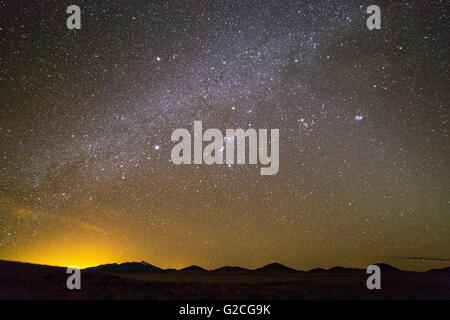La Via Lattea risplende sulla terra aperta a nord di Flagstaff. Coconino National Forest, Arizona Foto Stock