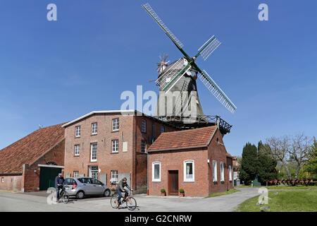 Alte Mühle, Pewsum, Ostfriesland, Niedersachsen, Deutschland | vecchio mulino, Pewsum, East Friesland, Bassa Sassonia, Germania Foto Stock