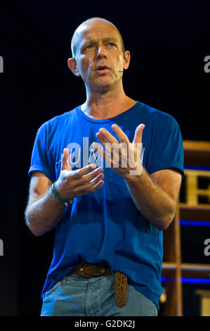 Steve Hilton academic & ex consigliere politico di parlare sul palco a Hay Festival 2016. Foto Stock