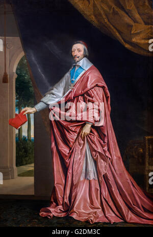 Armand Jean du Plessis, Cardinal-Duke di Richelieu e di Fronsac (1585-1642), a cui viene comunemente fatto riferimento come il Cardinale Richelieu, era un ecclesiastico francese, il nobile e statista e il re Luigi XIII a capo del ministro. Ritratto di Philippe de Champaigne, olio su tela, c.1633-40. Foto Stock