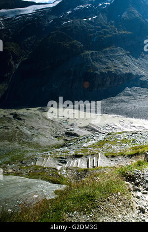 Vista del ghiacciaio Pasterze nelle Alpi austriache presso la Strada alpina del Grossglockner Foto Stock