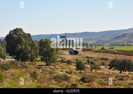 Bull immagine pubblicitaria su strada in Andalusia. Foto Stock