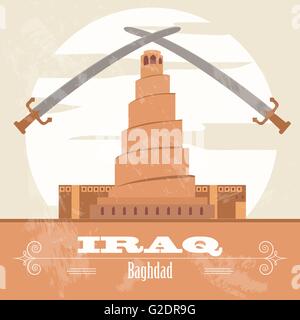 L'Iraq. In stile retrò immagine. Illustrazione Vettoriale Illustrazione Vettoriale