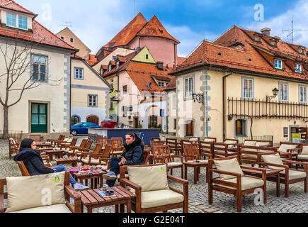 Slovenia - Oltredrava Maribor - Dravska Ulica -home con la vite più antica del mondo Foto Stock