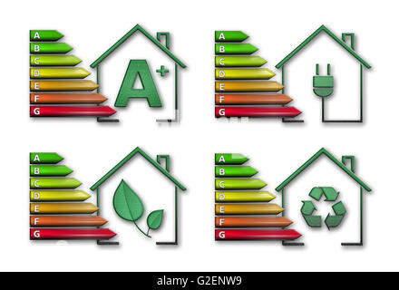 Quattro le rappresentazioni grafiche di efficienza energetica Foto Stock