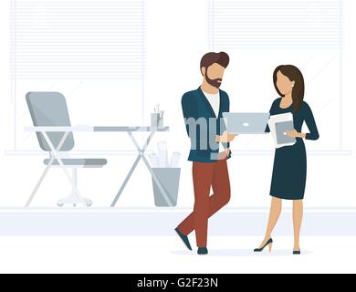 Ufficio persone discutere un progetto Illustrazione Vettoriale