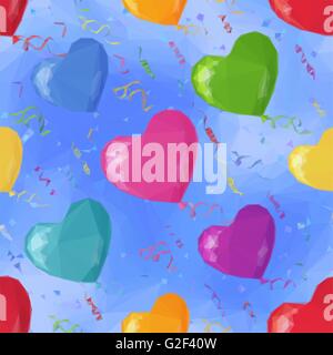 Cuori di palloncino bassa poli Pattern Illustrazione Vettoriale