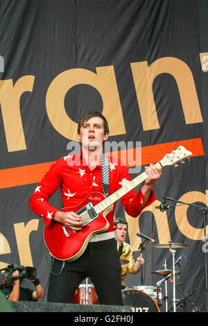 Franz Ferdinand effettuando al Festival della lettura 2004, Reading, in Inghilterra, Regno Unito. Foto Stock