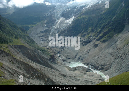 Ghiacciaio (Unterer Grindelwaldgletscher) in valle vicino a Grindelwald nelle Alpi in Svizzera Foto Stock