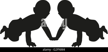 Baby twins silhouette Foto Stock