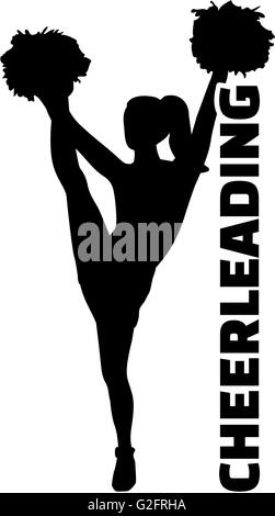 Cheerleader con word cheerleading Foto Stock